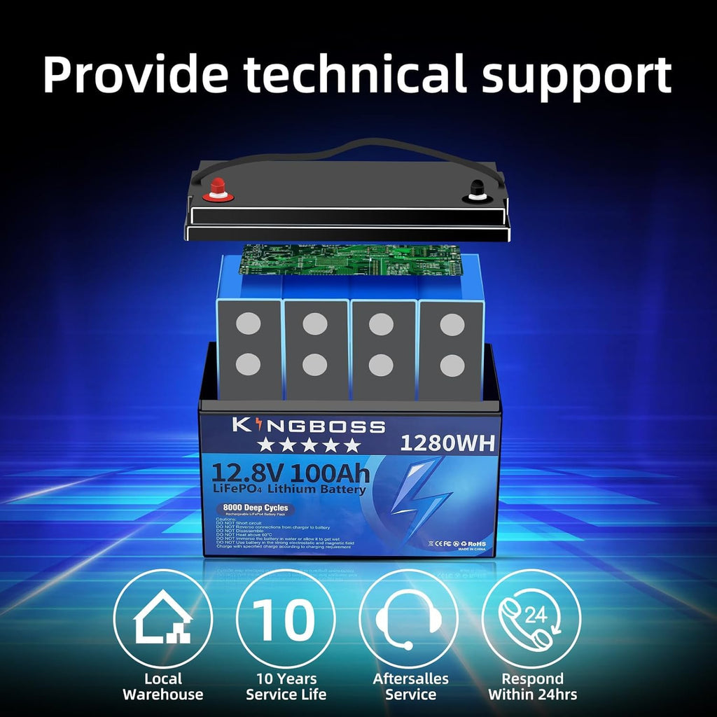 12V 100Ah LiFePO4 Lithium Battery with 100A Smart BMS W311134