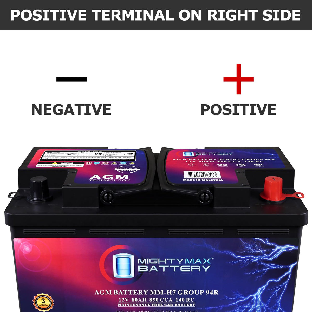 12V 80AH 850 CCA Replacement Battery K768343
