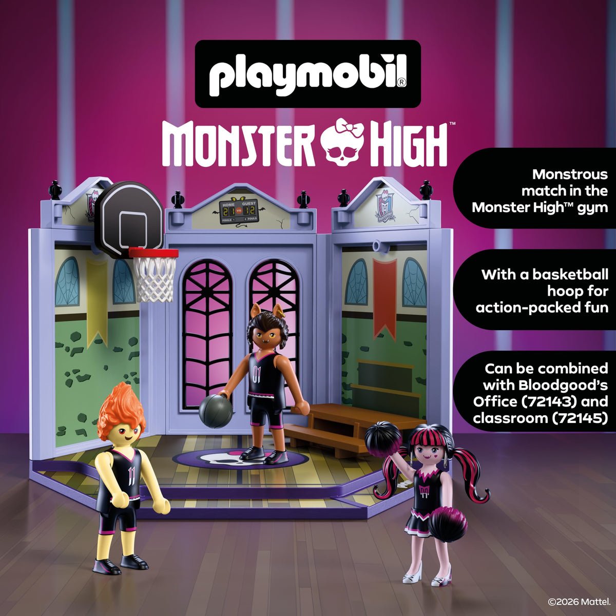 Monster High Casketball Court Playset with Draculaura, Clawd Wolf, Heath Burns L50997
