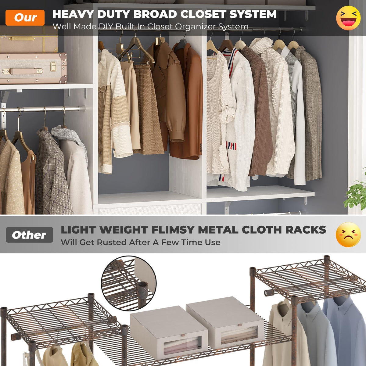 5FT Closet System with 3 Fabric Drawers G846435