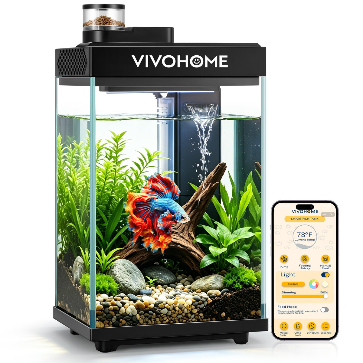 2 Gallon Smart Fish Tank with Auto Feeder N296222