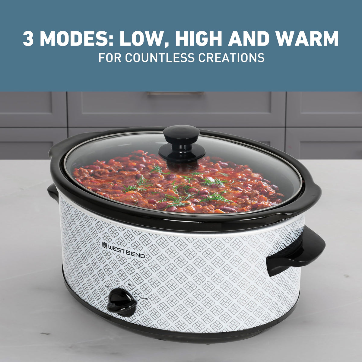 6-Quart Slow Cooker with Ceramic Crockpot and Glass Lid Q53907