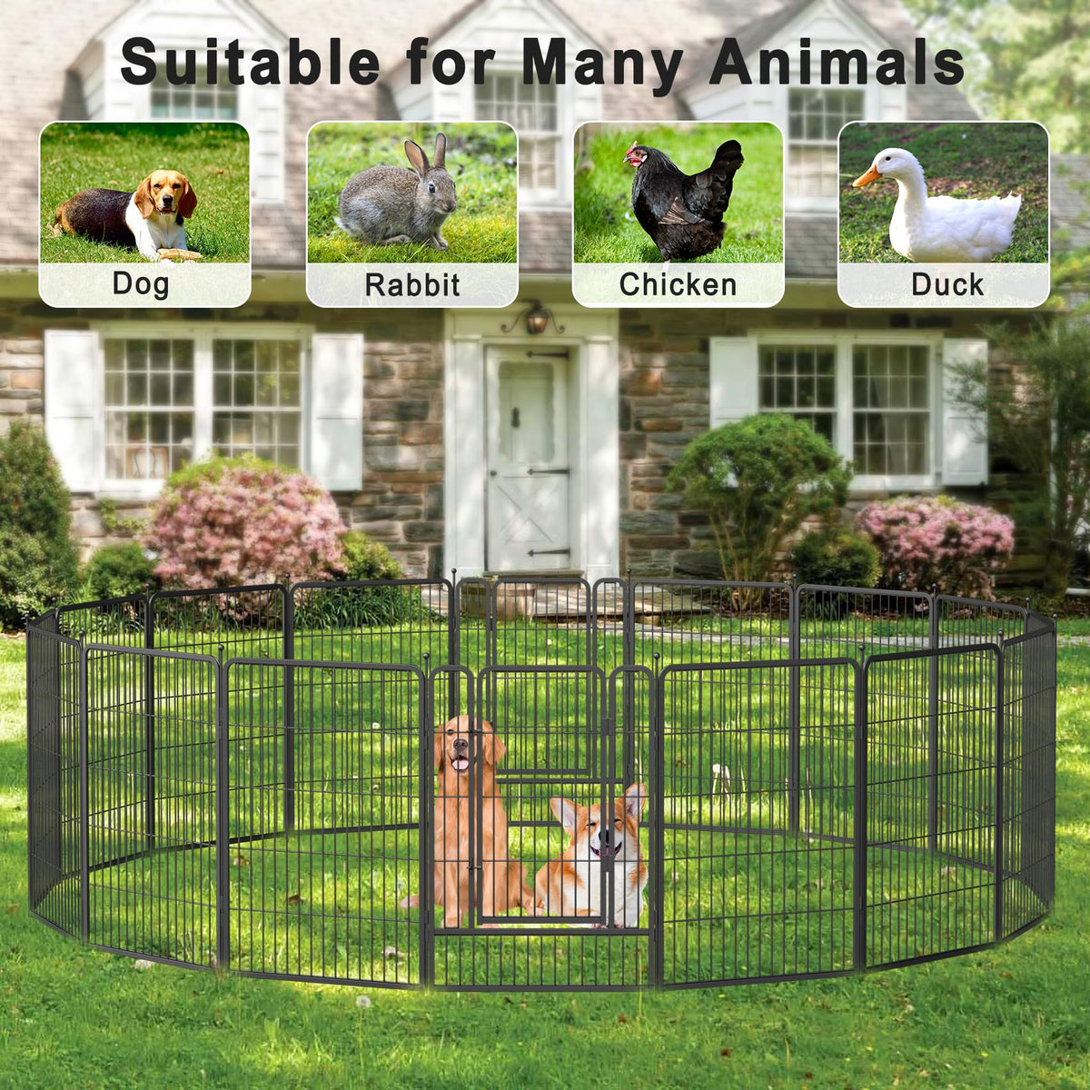 16 Panel 40" Height Dog Playpen with Doors G870230