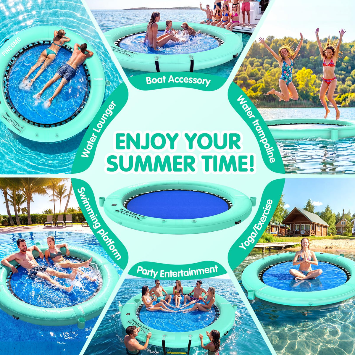 Inflatable Water Hammock Floating Dock with Water Ladder and Cup Holder P1060