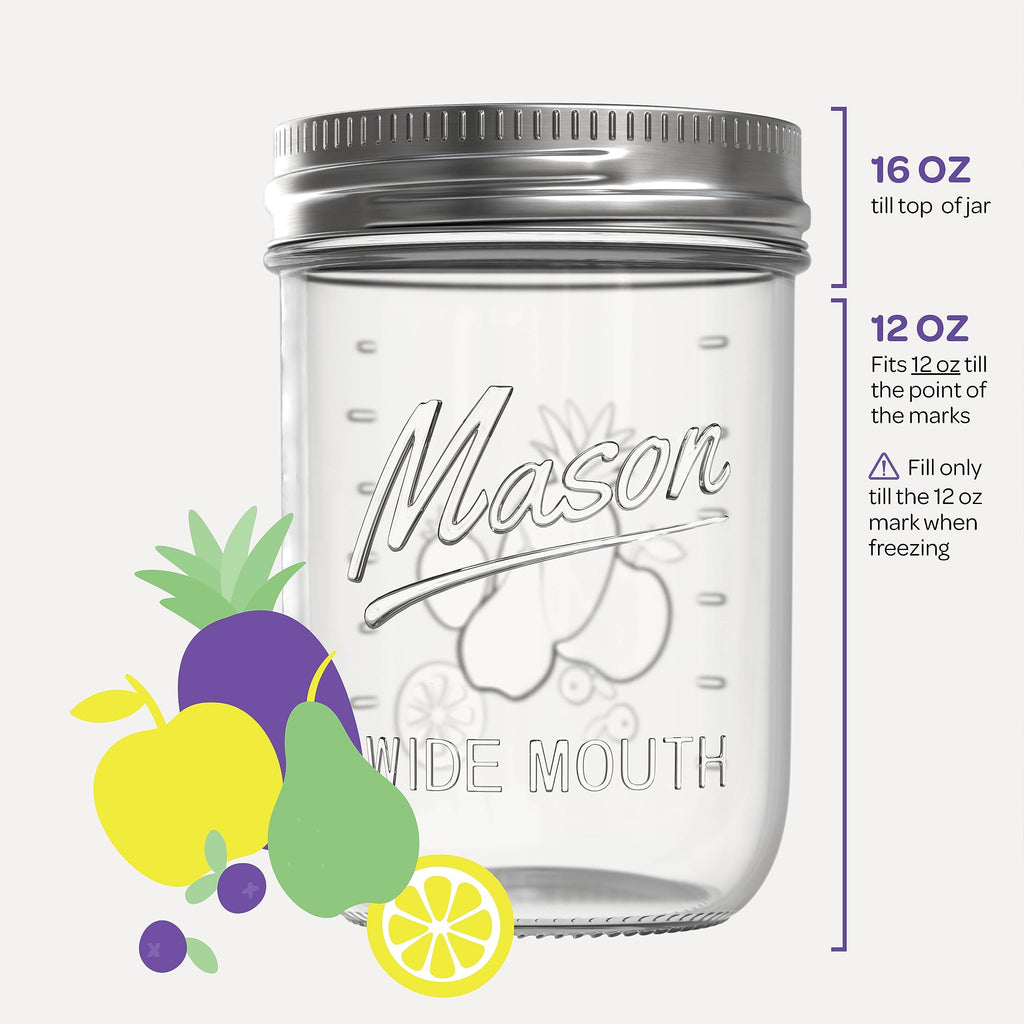 16 oz Wide Mouth Mason Jars 18 Pack with Lids and Bands E395780