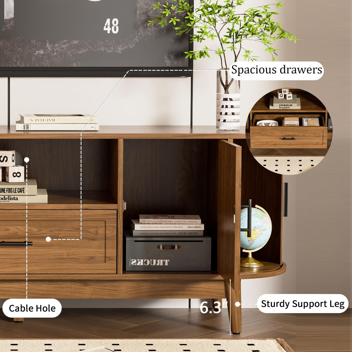 63" Fluted TV Stand with Drawers E375405