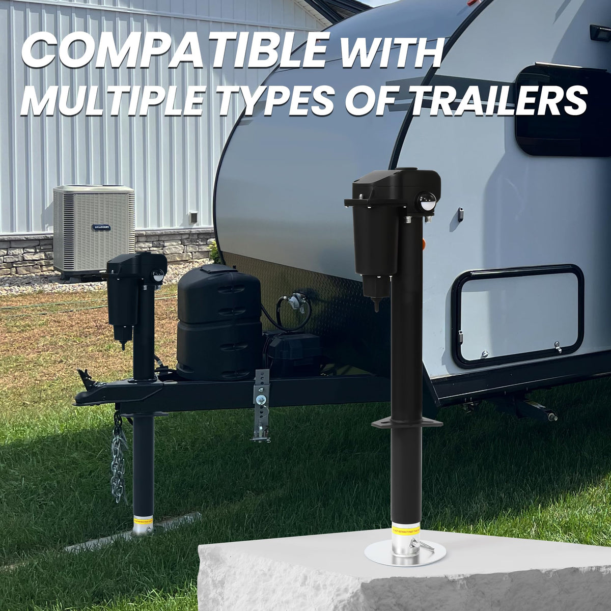 12V 3500lb Electric Tongue Jack with Drop Foot & LED Light I490