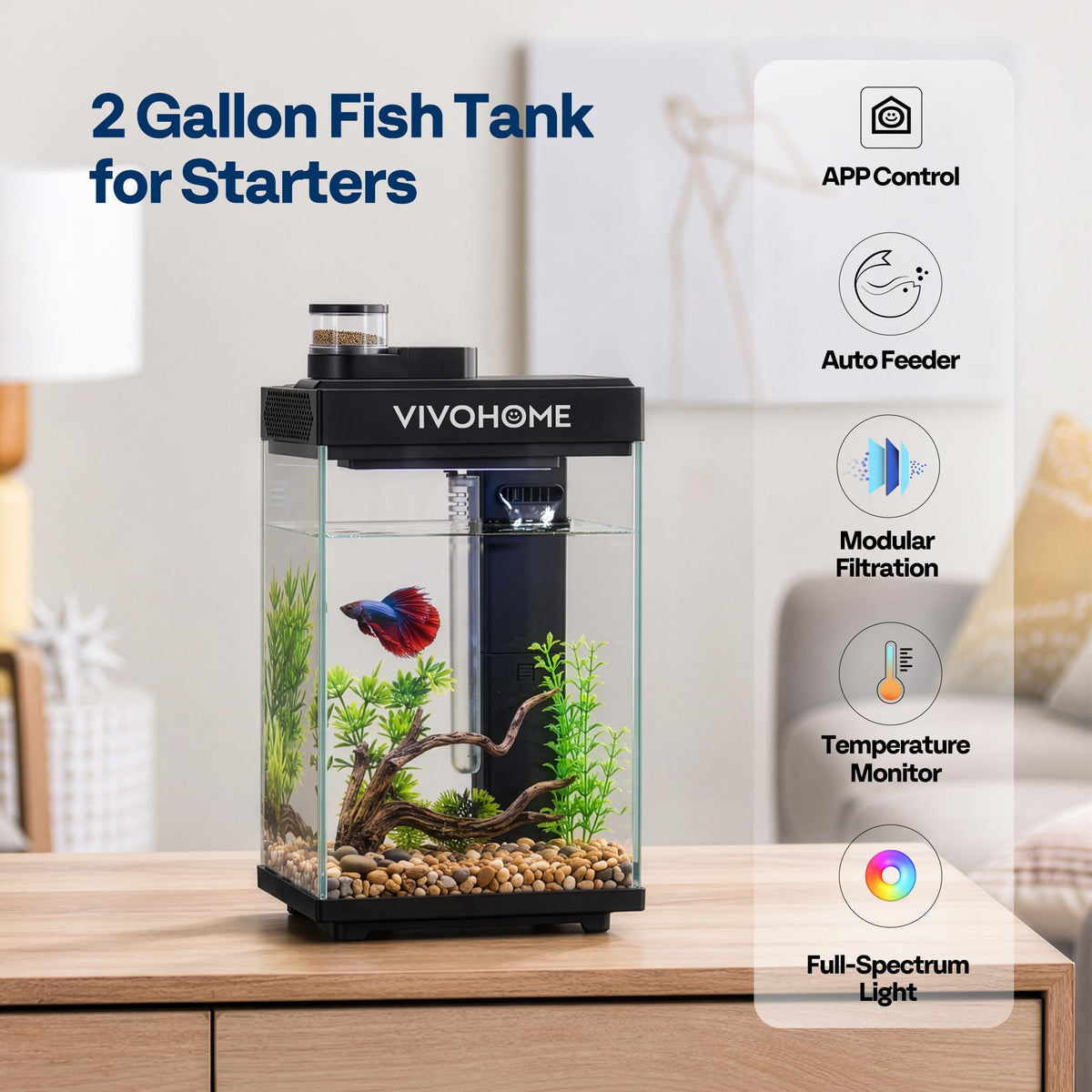 2 Gallon Smart Fish Tank with Auto Feeder N296222
