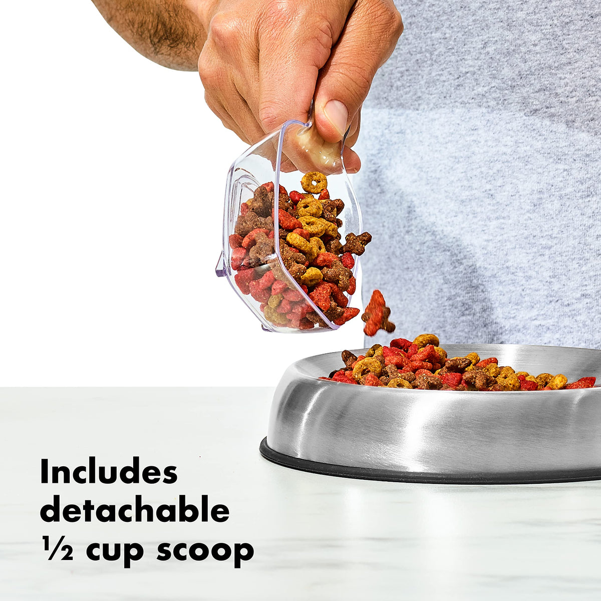 6.0 Qt Airtight BPA Free Clear Pet Food Storage Container with Half Scoop K82095