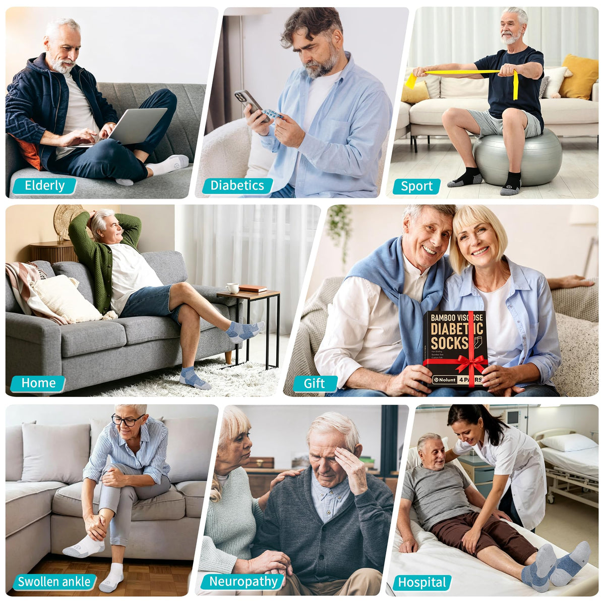 Low Cut Diabetic Socks 6 Pairs G9021
