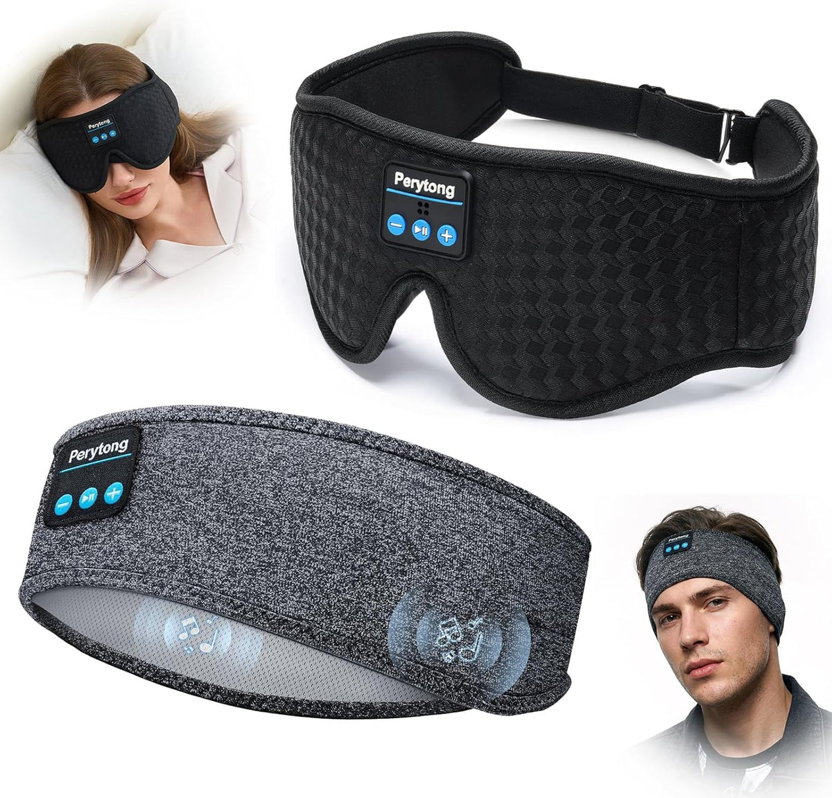 2 Pack Bluetooth Sleep Mask and Headband Headphones Set G868