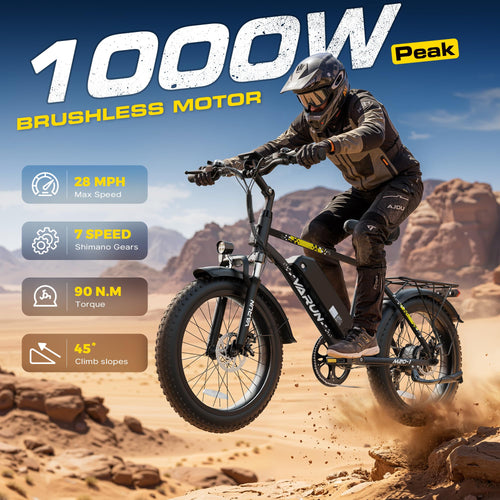 1000W Peak Motor 60+ Miles Fat Tire Electric Bike A2916