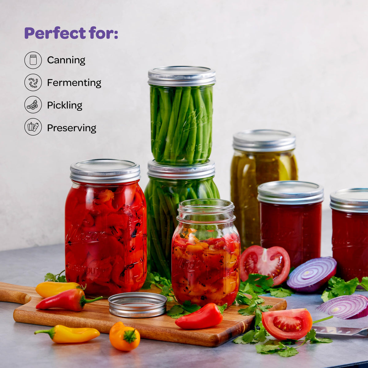 16 oz Wide Mouth Mason Jars 18 Pack with Lids and Bands E395780