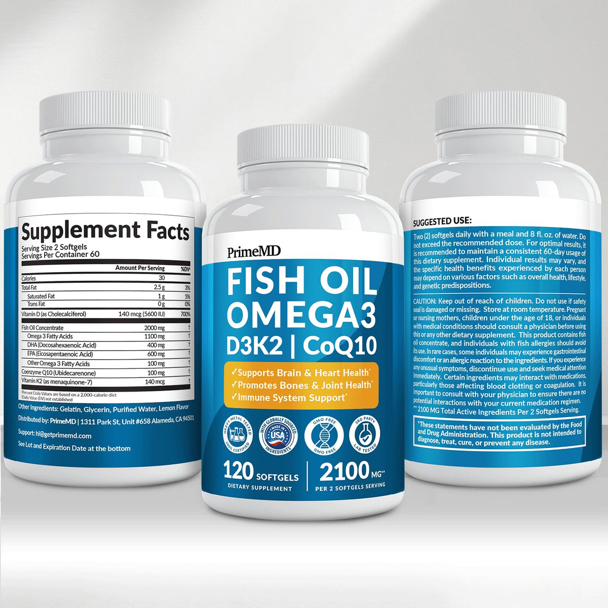 Fish Oil Omega-3 with D3 K2 CoQ10 Softgels R132