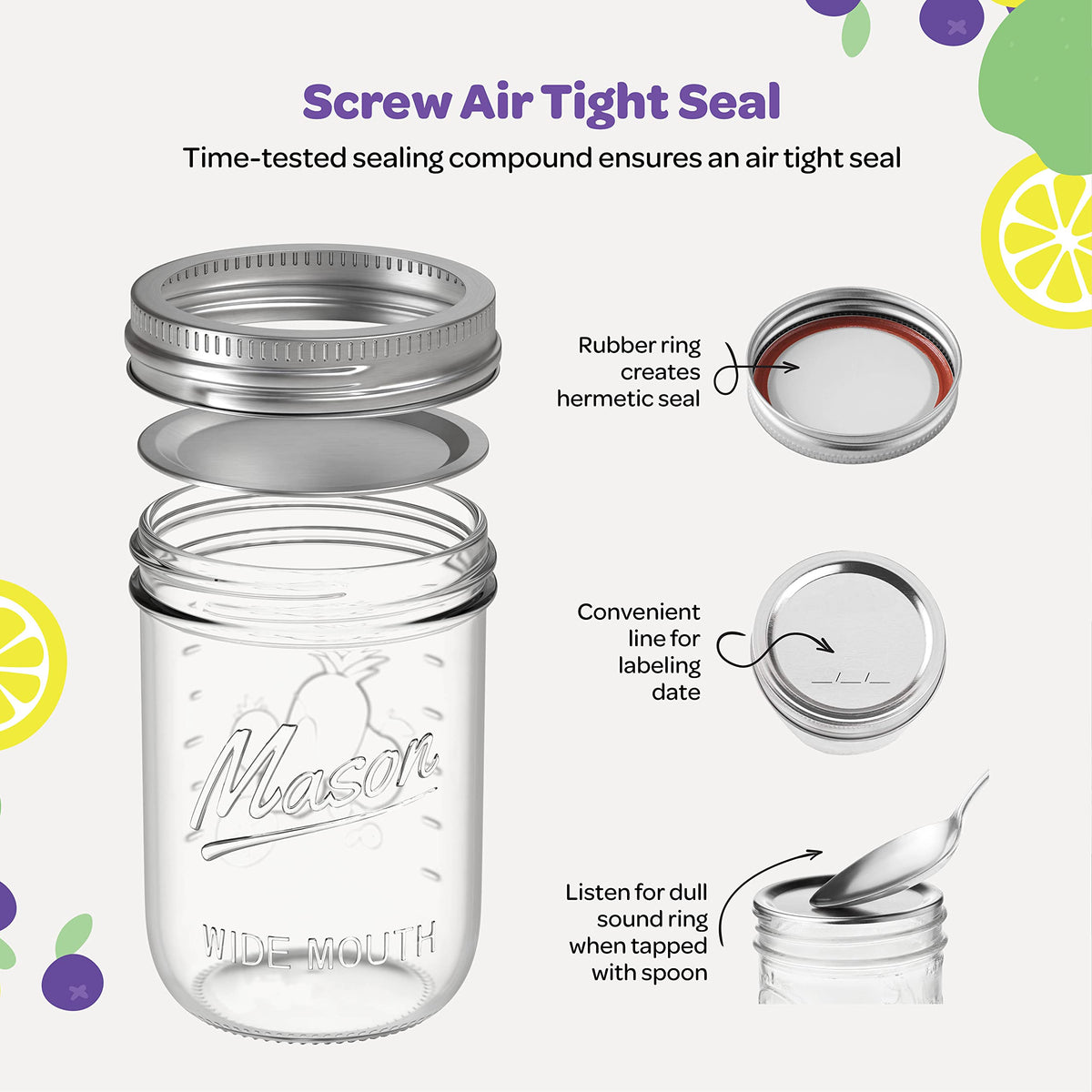 16 oz Wide Mouth Mason Jars 18 Pack with Lids and Bands E395780