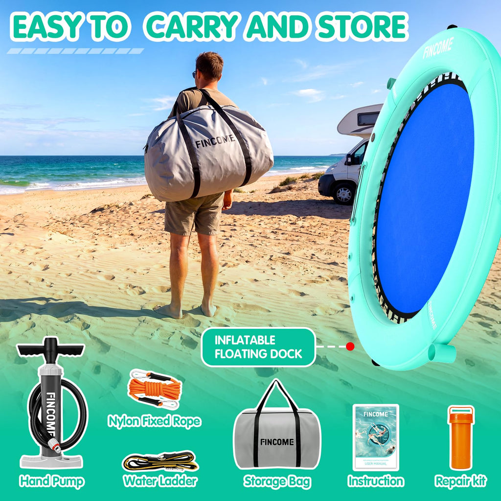 Inflatable Water Hammock Floating Dock with Water Ladder and Cup Holder P1060