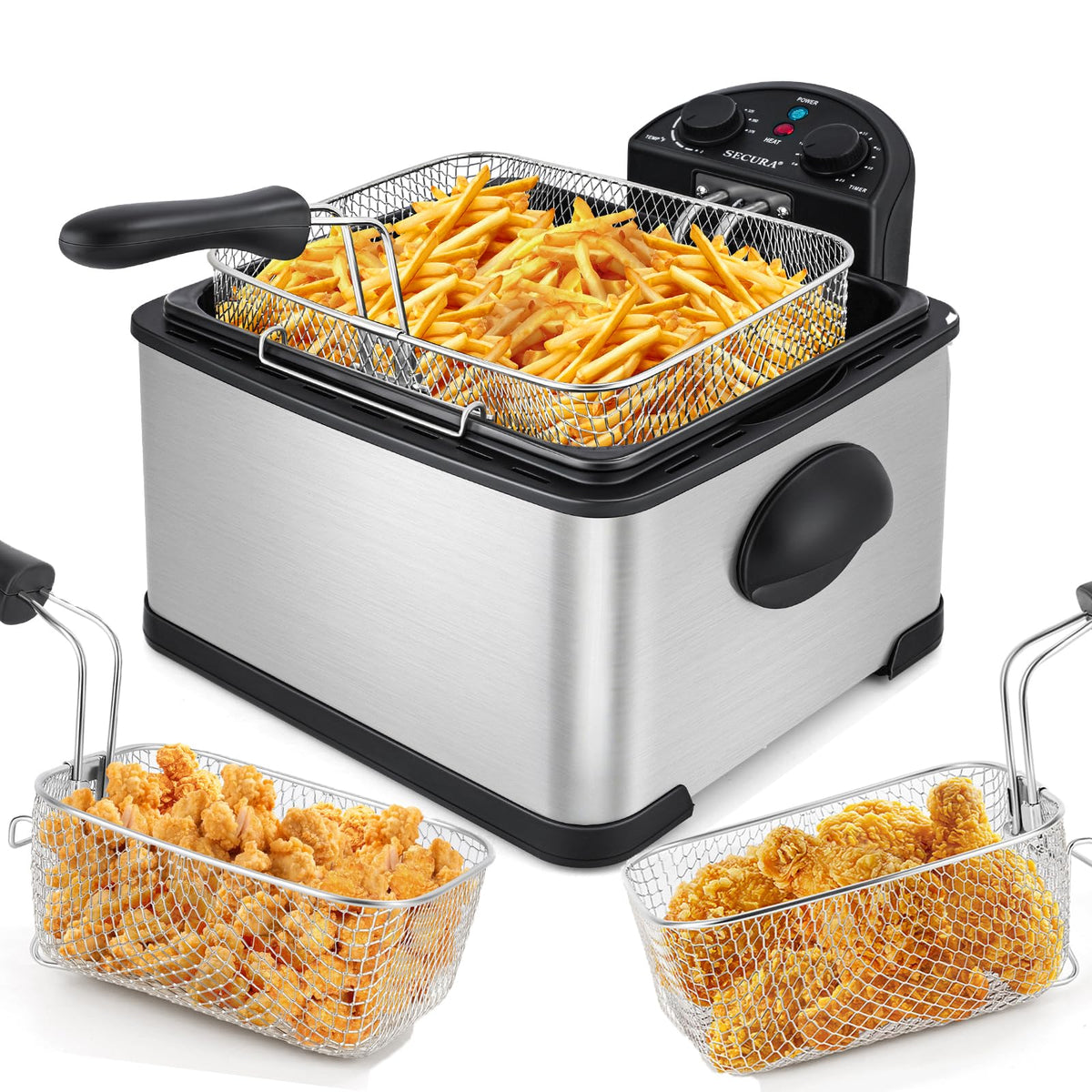 4 Liters Stainless-Steel Electric Deep Fryer with Timer D42122