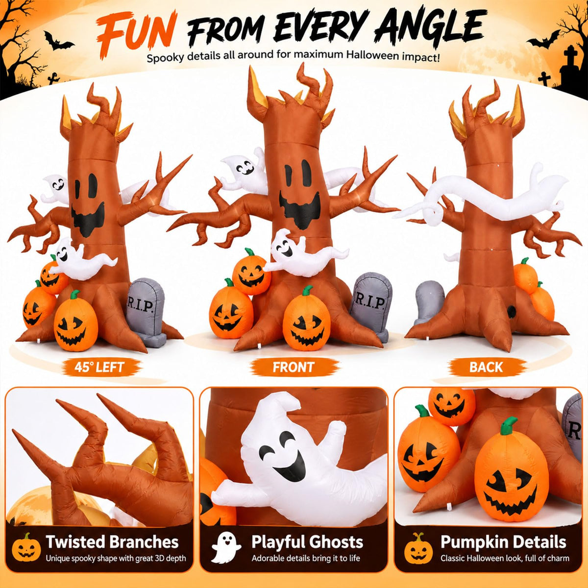 8FT Halloween Inflatable Ghost Tree Decoration V5012
