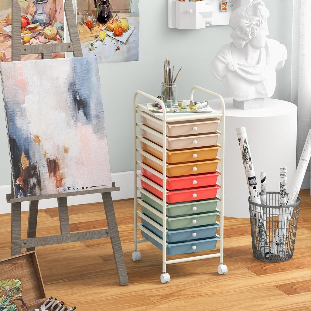 10 Drawer Rolling Cart S209