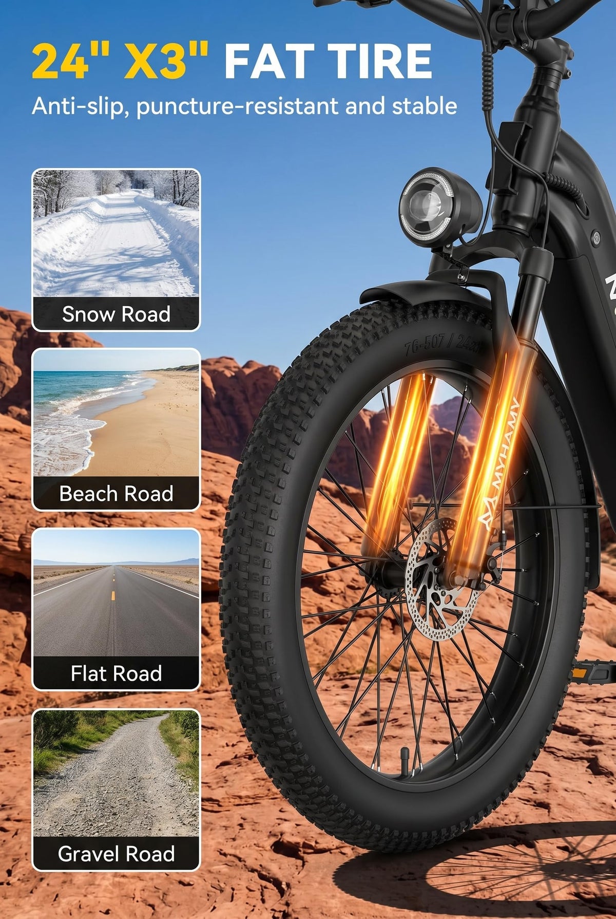 2000W Electric Bike 24 Fat Tire 48V 18Ah Step-Thru I674681