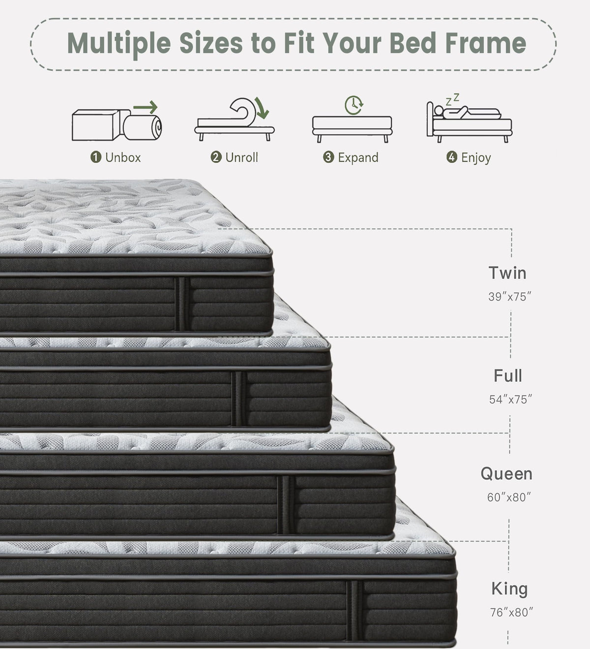 12 Inch Medium Firm Hybrid Mattress J674