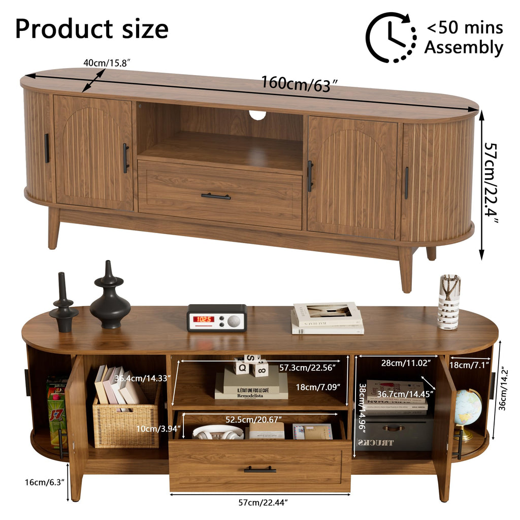 63" Fluted TV Stand with Drawers E375405