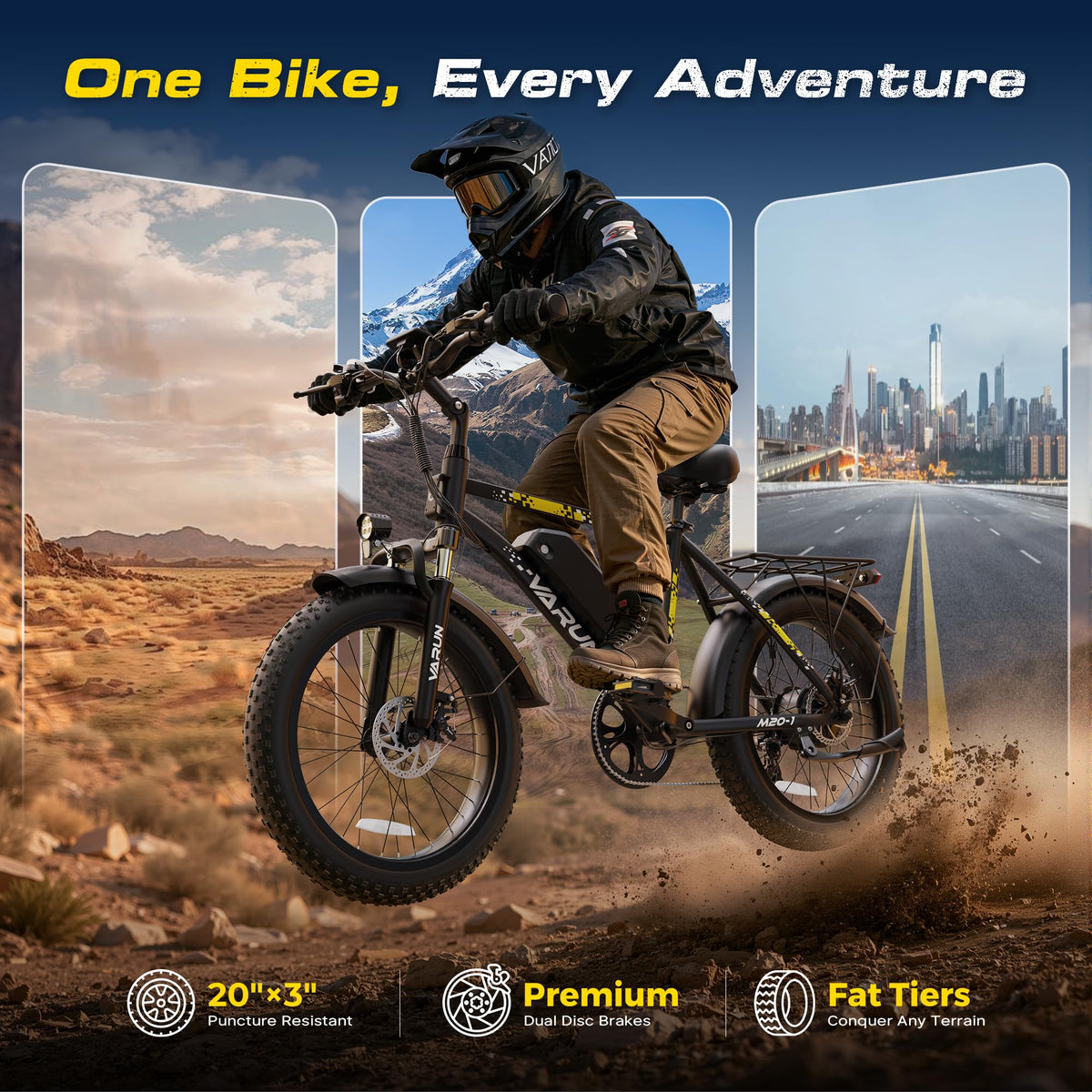 1000W Peak Motor 60+ Miles Fat Tire Electric Bike A2916