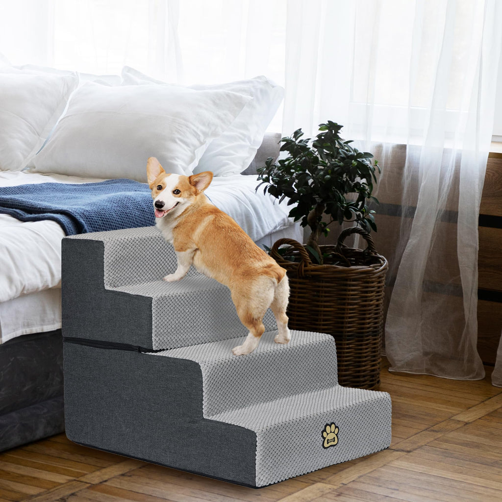 4-Step Foam Dog Stairs, 18-Inch, Gray C337