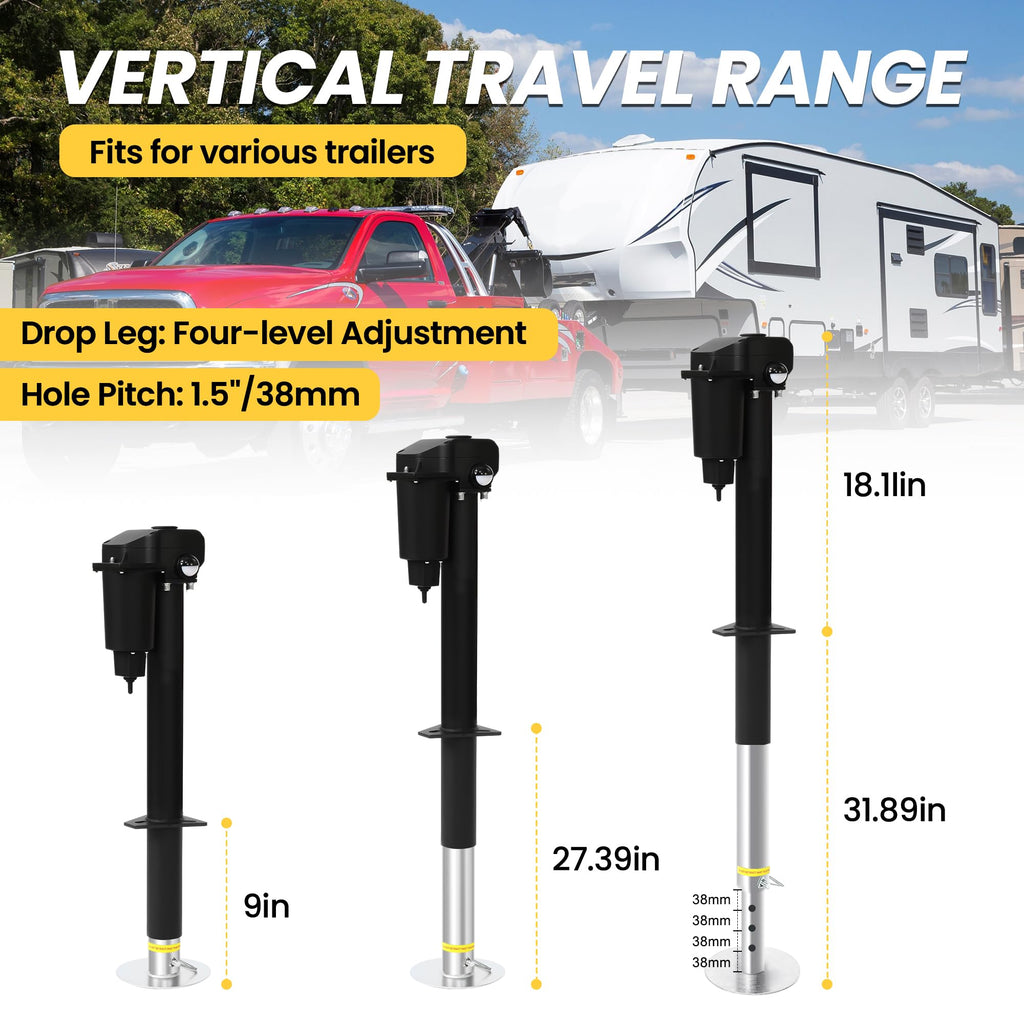 12V 3500lb Electric Tongue Jack with Drop Foot & LED Light I490