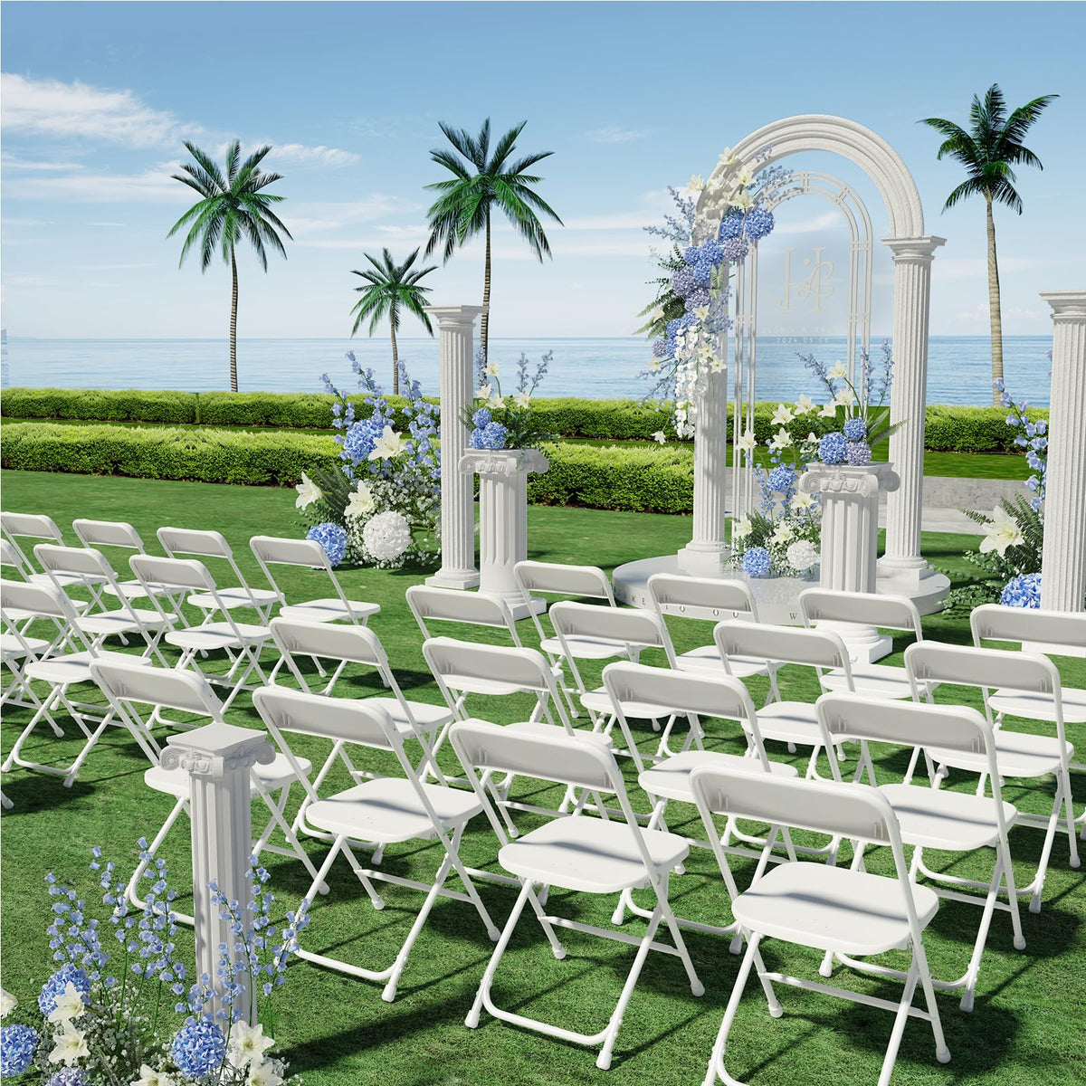 10 Pack Folding Chairs with Steel Frame P8112
