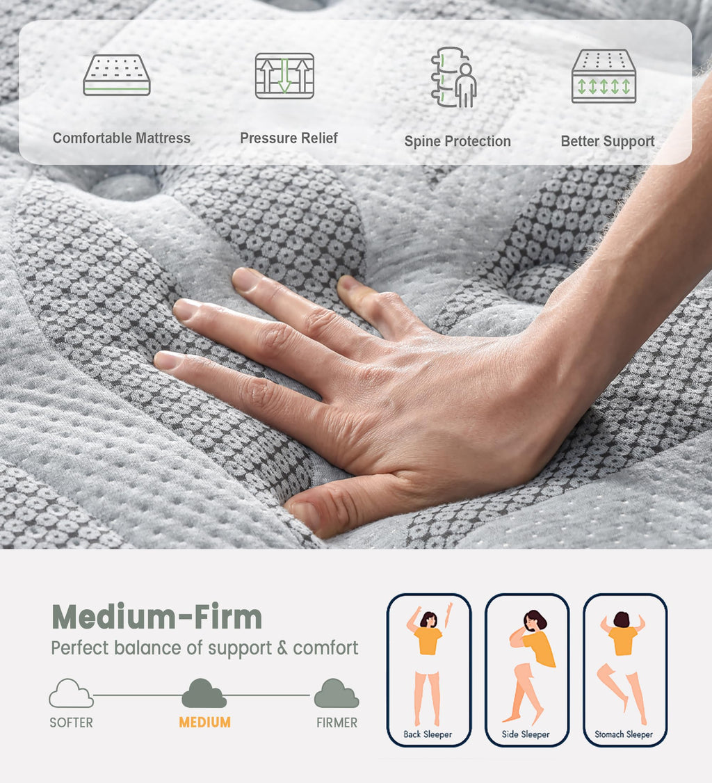 12 Inch Medium Firm Hybrid Mattress J674