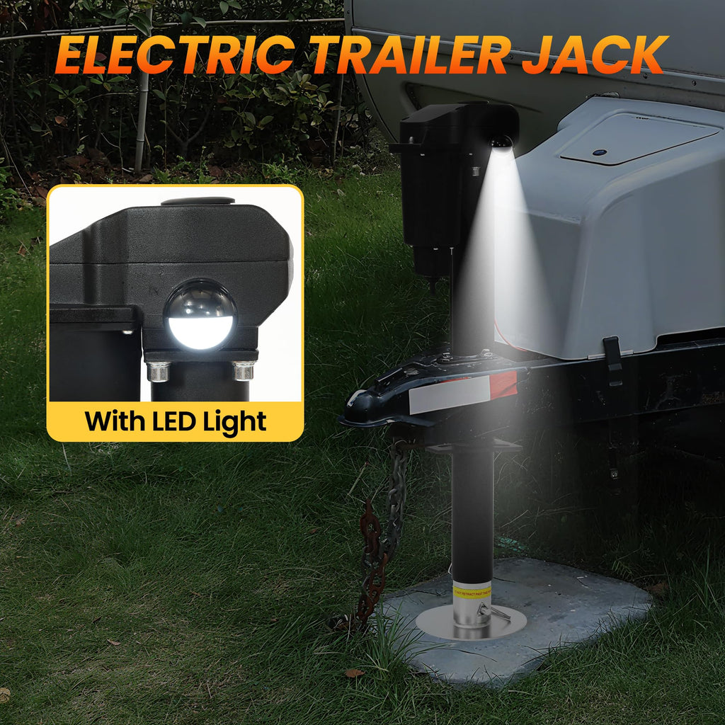 12V 3500lb Electric Tongue Jack with Drop Foot & LED Light I490
