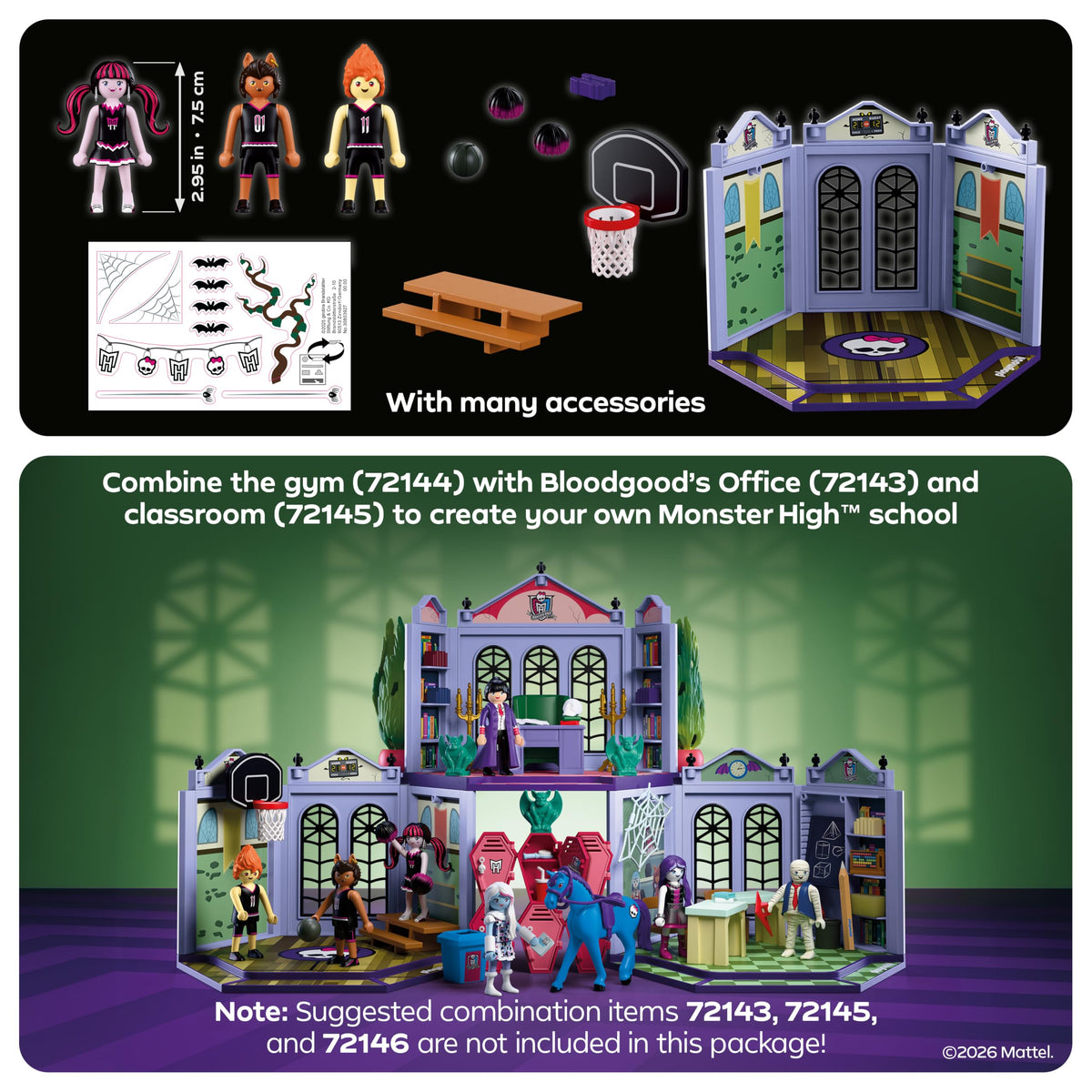 Monster High Casketball Court Playset with Draculaura, Clawd Wolf, Heath Burns L50997